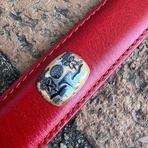 Brighton Red Leather Golf Belt Silver Conchos Size L 34 main image 10